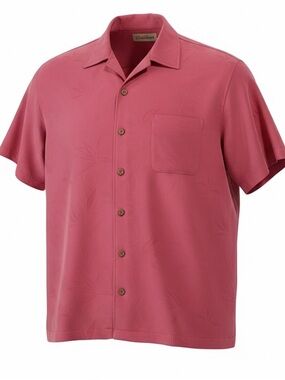 Caribbean Men's Short-Sleeve Button-Down Shirt Pink